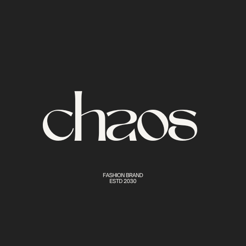 Black White Simple Minimal Classic Circular Typographic Fashion Brand Chaos Logo