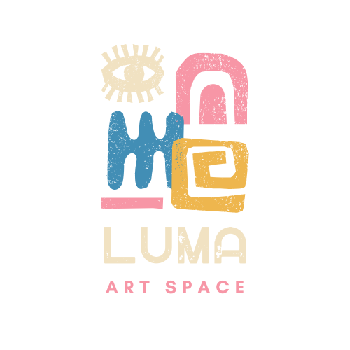 Blue and White Illustrative Art and Design Logo